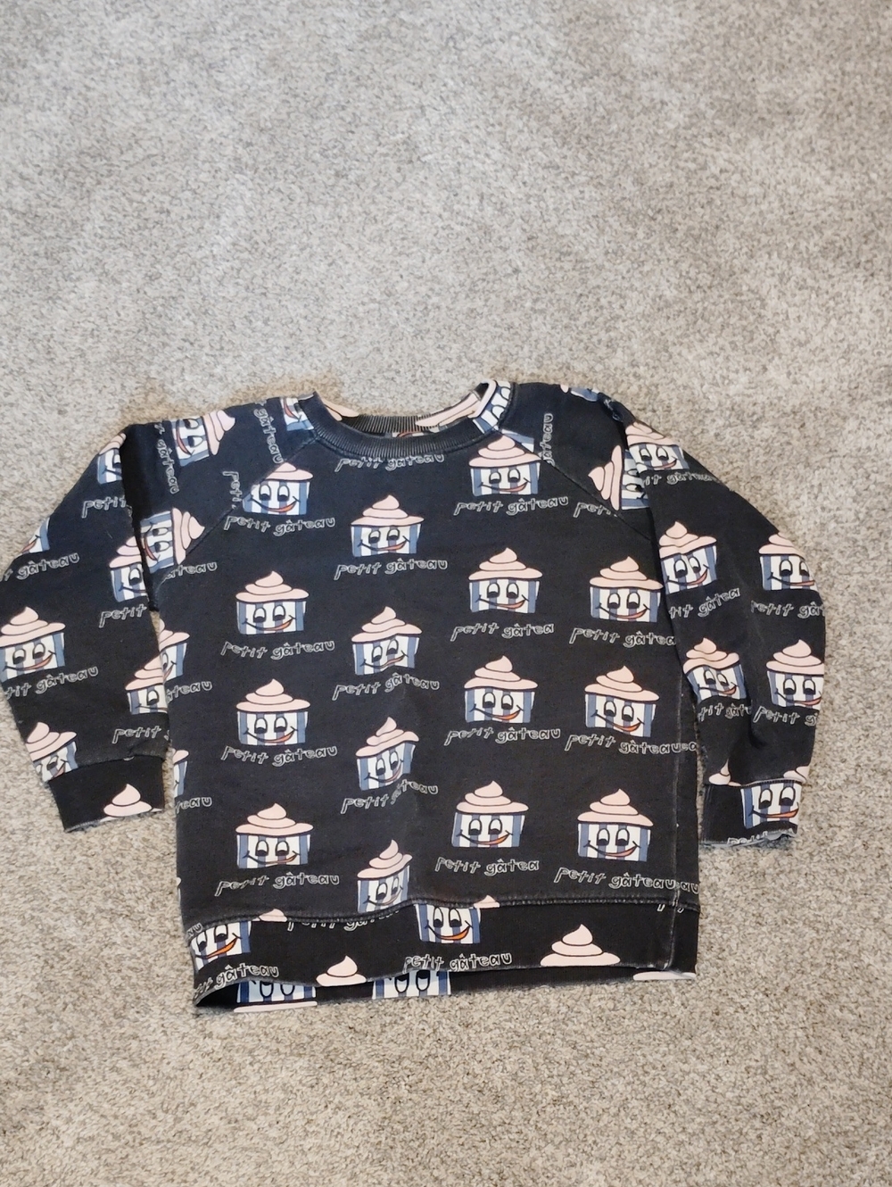 Kids Black Cupcake Print Sweatshirt - Cute Cupcake Design